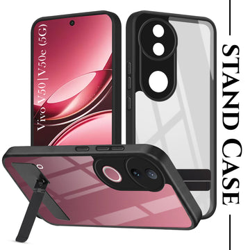 For Vivo V50 | Vivo V50e Back Cover Case (Built-in Stand | Lifetime Anti Yellow | Kickstand Shockproof | Camera Protection | MagSafe Compatible)