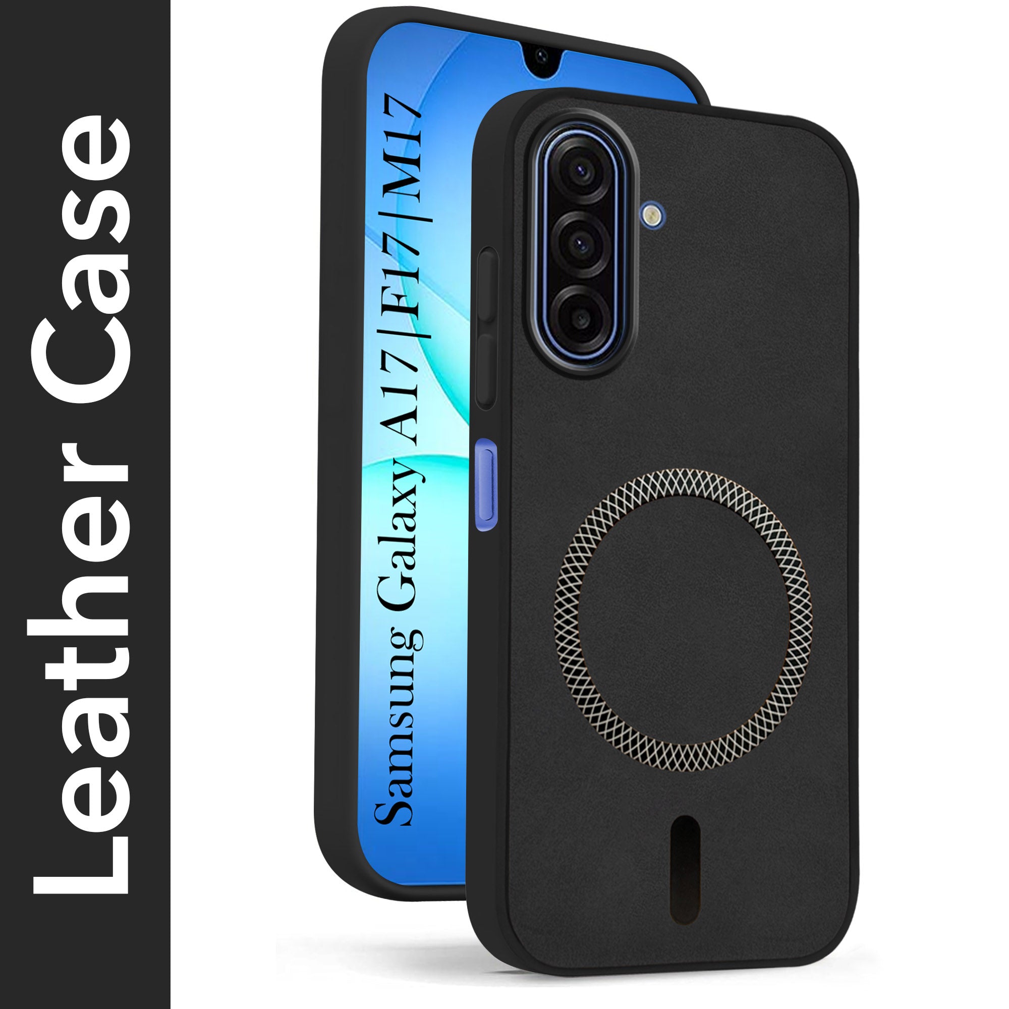 For Samsung Galaxy A17 | Samsung F17 | Samsung M17 5G Back Cover Case Leather Finish (MagSafe Compatible Wireless Charging | Soft Touch | Camera Bump Protection)