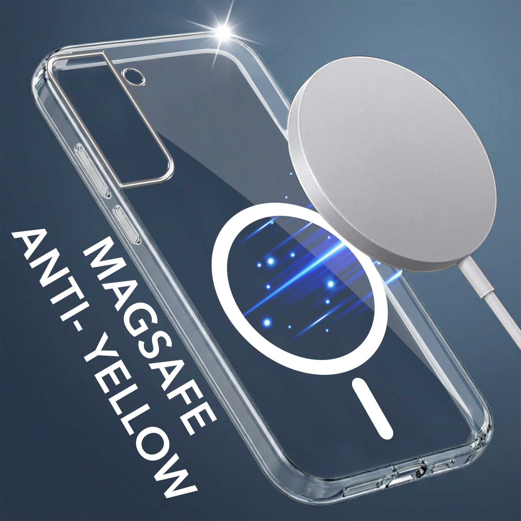 For Samsung Galaxy S21 FE Back Cover Case Lifetime Anti-Yellow MagSafe Compatible Clear 5G (Sleek Hard Crystal | Shockproof and Camera Protection)