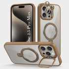 For Apple iPhone 15 Pro Max Back Cover Case Crystal (Lifetime Anti Yellow | Magnetic Ring Stand | Camera Lens Protection | MagSafe Compatible)
