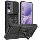 For Vivo V70 FE 5G Back Cover Case Hybrid Armor (Sliding Shutter Camera Protection | Polycarbonate |Ring Holder Kickstand)