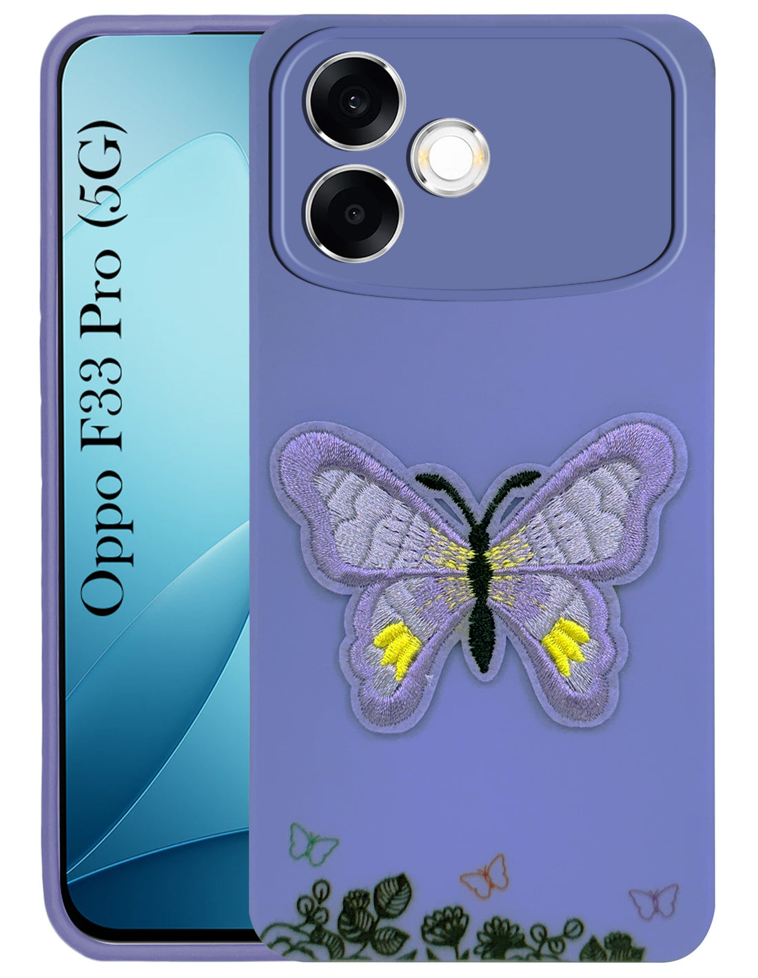 For Oppo F33 Pro 5G Back Cover Case (Soft Butterfly Embroidery | Women Teen Girls | Camera Protection| Matte Silicone)