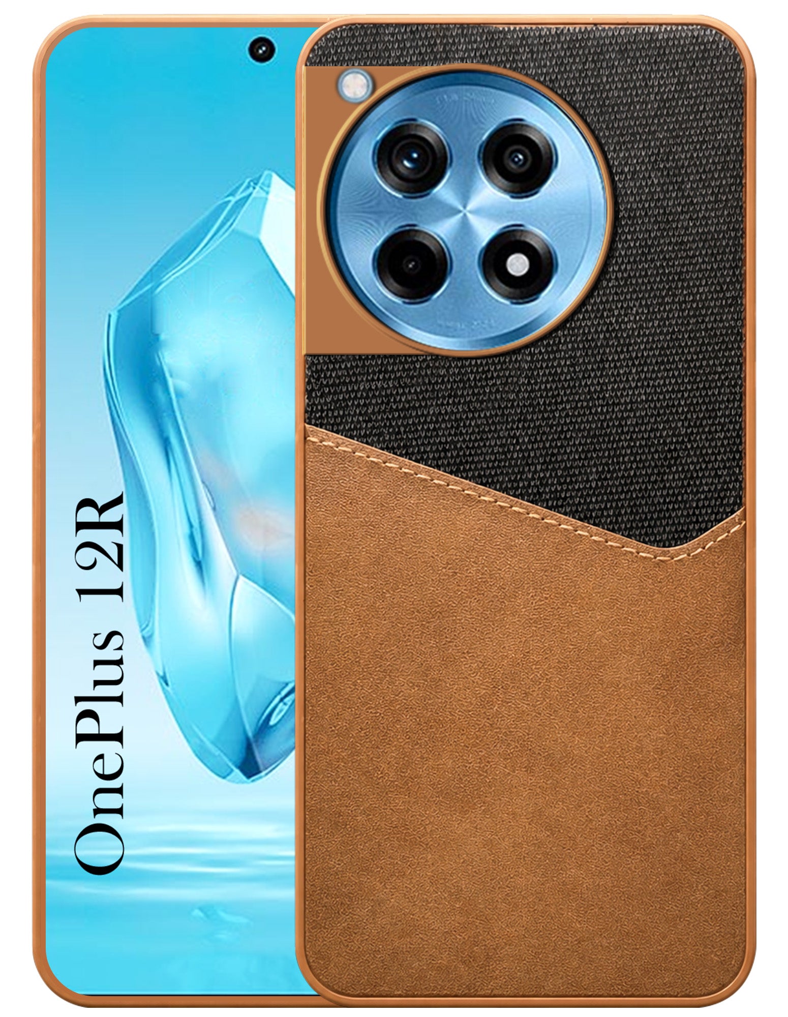For OnePlus 12R 5G Back Cover Case (Dual PU Leather Stitch | Professional Minimalist | Soft and Flexible)