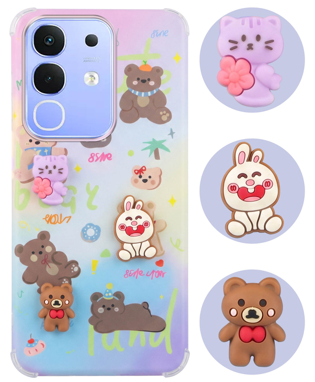 For Vivo iQOO Z10x Back Cover Case (3D Cute Cartoons | Hard Back Side Soft | Matte Premium Finish | HD Printing)