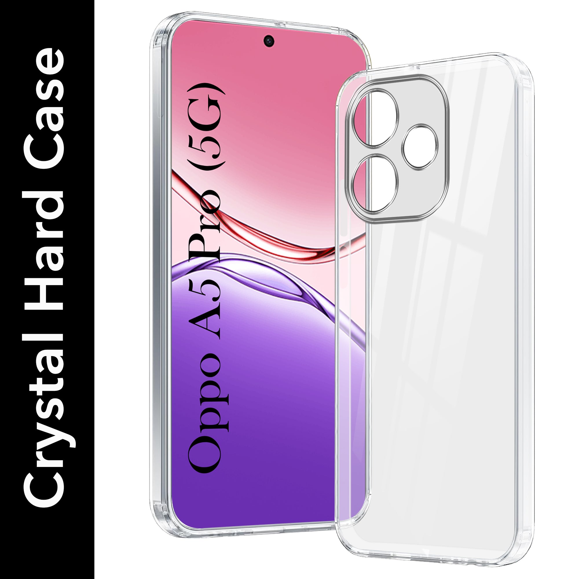 For Oppo A5 Pro Back Cover Case (Hybrid Crystal panel with Side Soft PU | Camera Protection | HD Clear Shockproof)