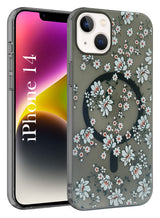 For Apple iPhone 14 Back Cover Case (Cute Floral Design | Flower Print for Girls | MagSafe Compatible Wireless Charging)