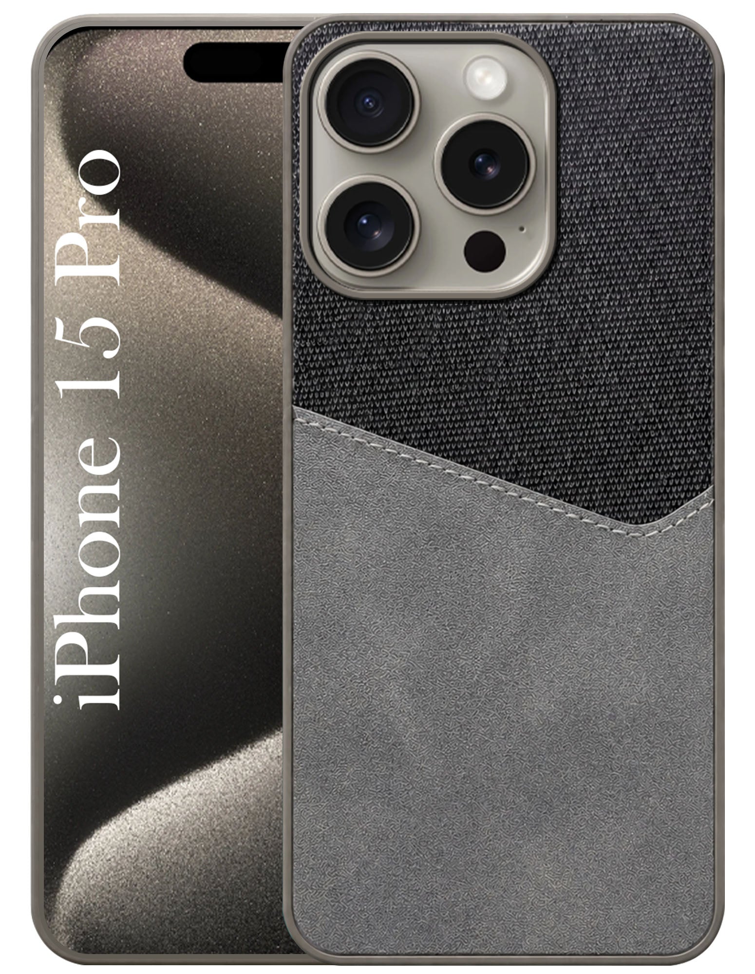 For Apple iPhone 15 Pro Back Cover Case (Dual PU Leather Stitch | Professional Minimalist | Soft and Flexible)