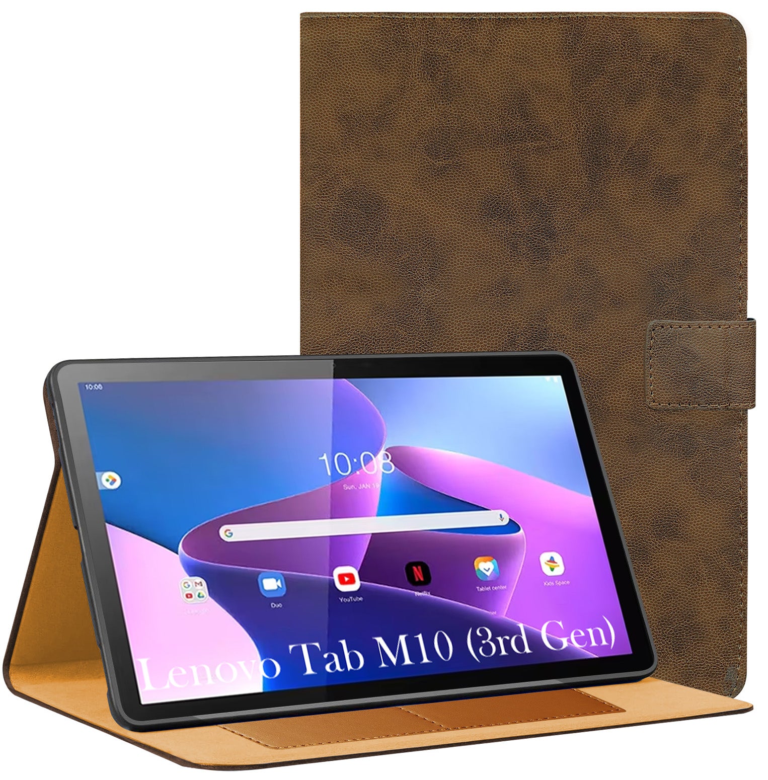 For Lenovo Tab M10 Gen 3 (TB328XU) Flip Cover Folio Cover 10.1 Inch (PU Leather | Multi-Angle Smart Stand | Card Storage Slots | Silicone Back Pouch)