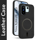 For Vivo X200 FE Back Cover Case Leather Finish (MagSafe Compatible Wireless Charging | Soft Touch | Camera Bump Protection)