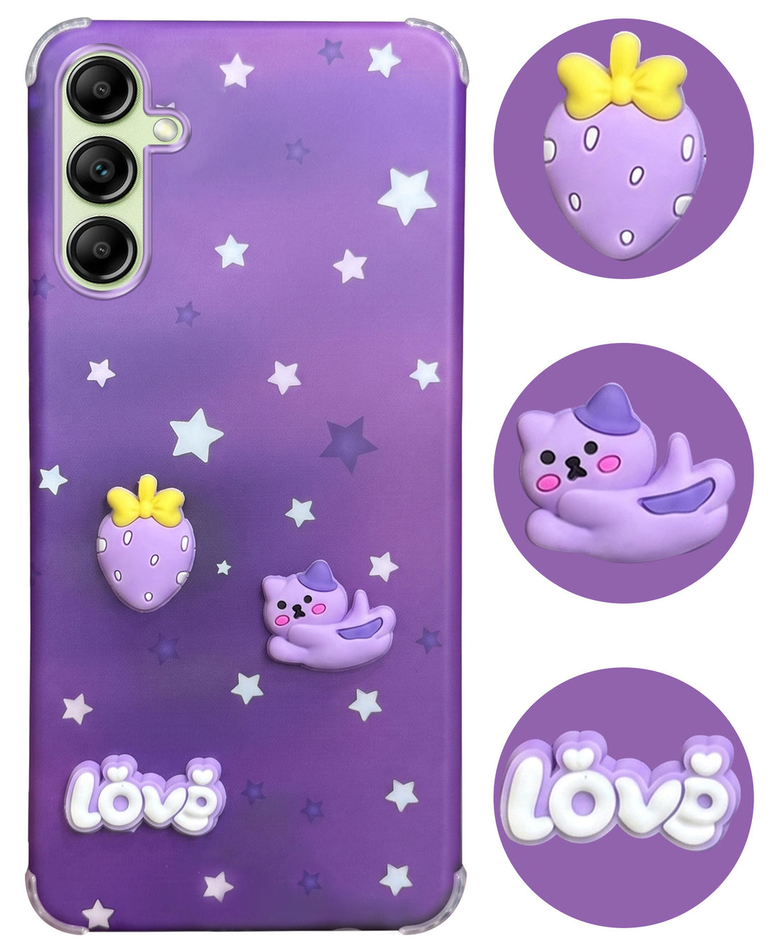 For Samsung Galaxy A14 4G | 5G Back Cover Case (3D Cute Cartoons | Hard Back Side Soft | Matte Premium Finish | HD Printing)