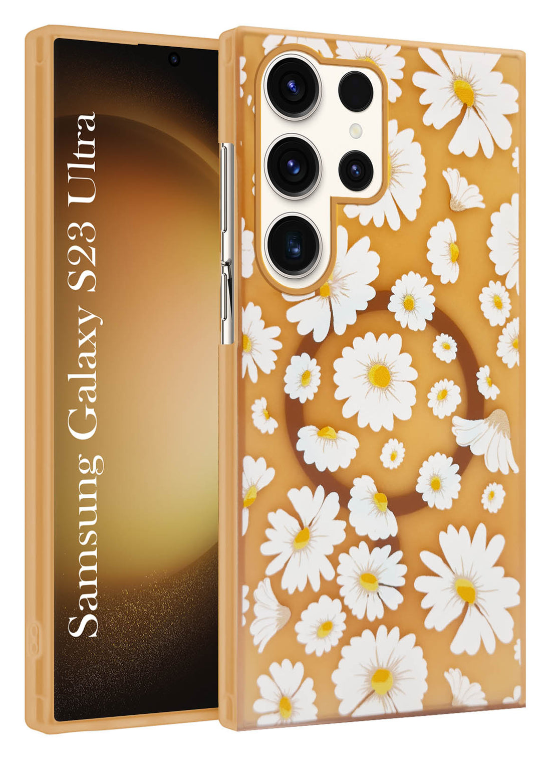 For Samsung Galaxy S23 Ultra Back Cover Case (Cute Floral Design | Flower Print for Girls | MagSafe Compatible Wireless Charging)