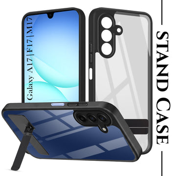 For Samsung Galaxy A17 | Samsung F17 | Samsung M17 5G Back Cover Case (Built-in Stand | Lifetime Anti Yellow | Kickstand Shockproof | Camera Protection | MagSafe Compatible)