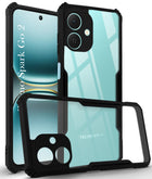 For Tecno Spark Go 2 Back Cover Case ( Shockproof with Polycarbonate Clear Panel | Professional Black)