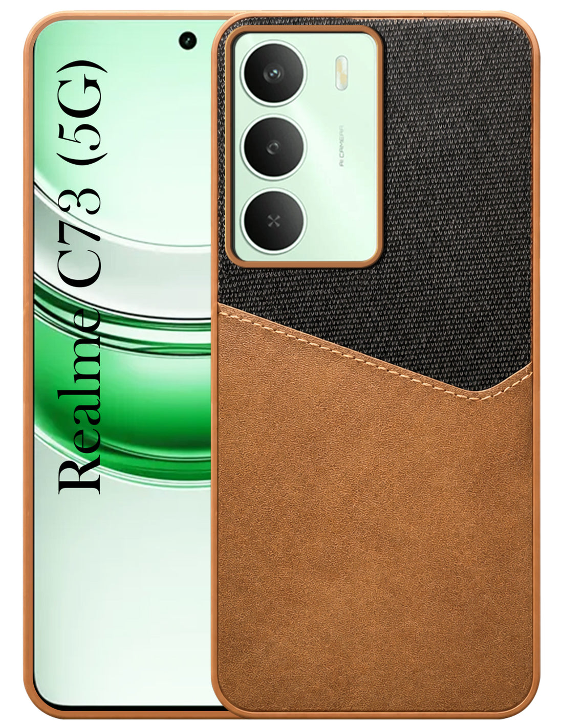 For Realme C73 Back Cover Case (Dual PU Leather Stitch | Professional Minimalist | Soft and Flexible)