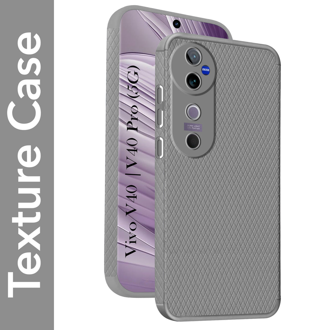 For Vivo V40 | Vivo V40 Pro 5G Back Cover Case ( Textured Design | Side Grip | Camera Protection)
