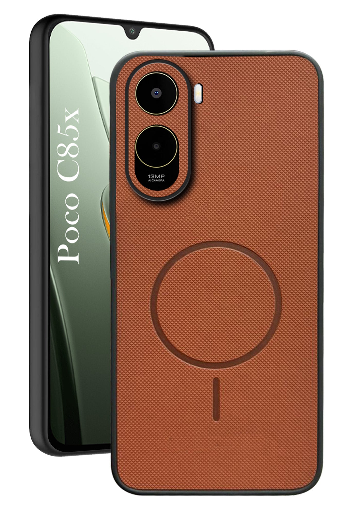 For Poco C85x 5G Back Cover Case PU Leather (Texture Grip Design | Professional Minimalist | Camera Protection | Soft and Flexible)
