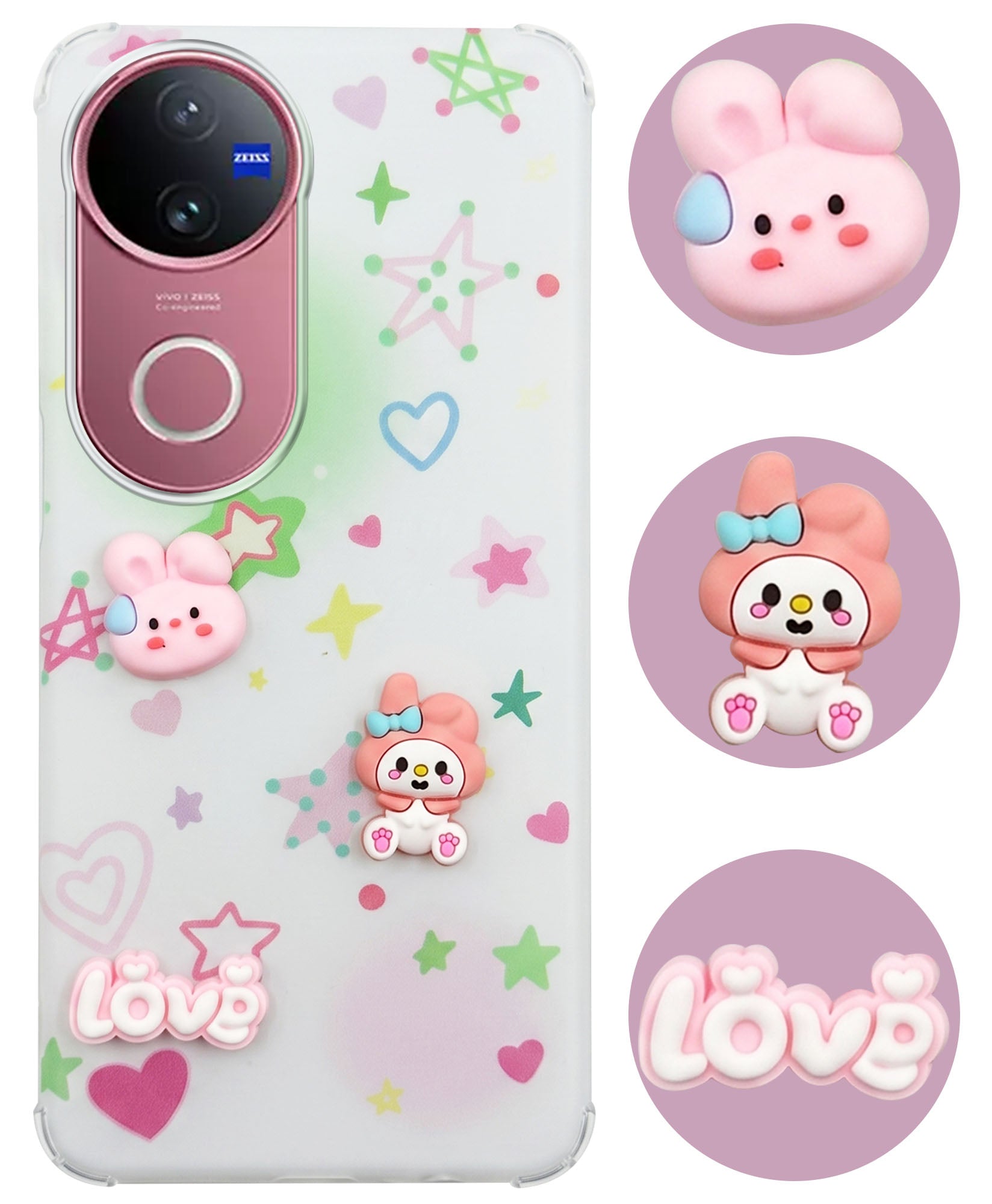 For Vivo V50 | Vivo V50e Back Cover Case (3D Cute Cartoons | Hard Back Side Soft | Matte Premium Finish | HD Printing)