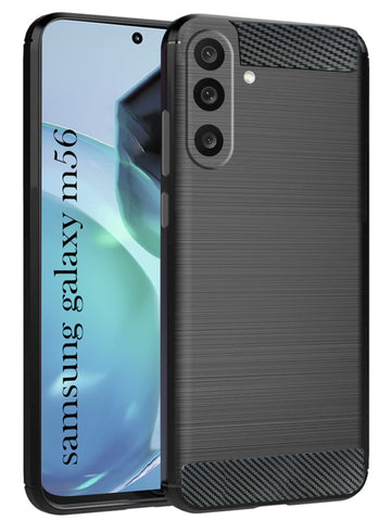 For Samsung Galaxy M56 | Samsung Galaxy F56 Back Cover Case (Hybrid Armor Case | Carbon Fiber Shockproof | Soft and Flexible | Black )