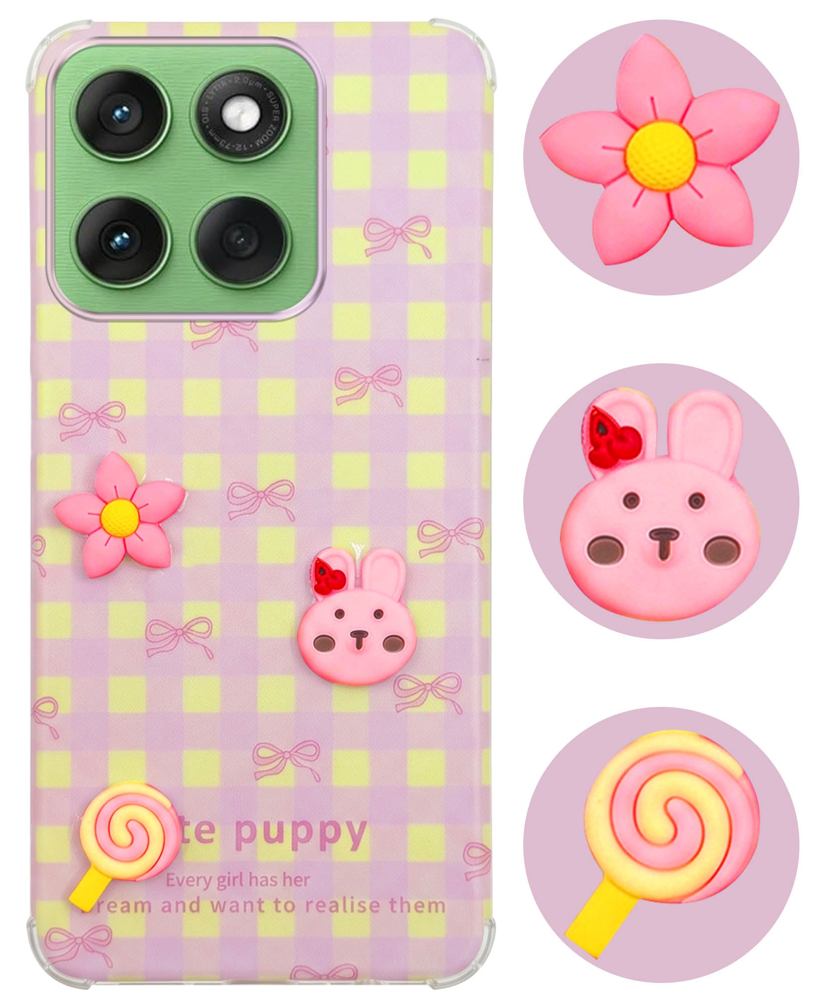 For Motorola Moto Edge 60 Back Cover Case (3D Cute Cartoons | Hard Back Side Soft | Matte Premium Finish | HD Printing)