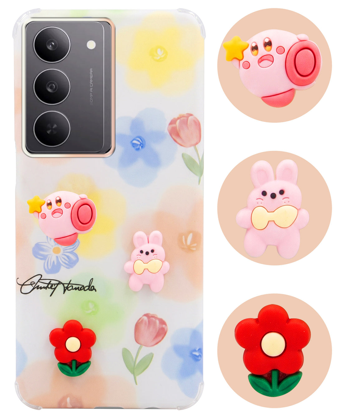 For Realme 14X Back Cover Case (3D Cute Cartoons | Hard Back Side Soft | Matte Premium Finish | HD Printing)