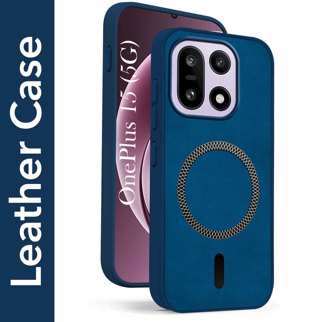 For OnePlus 15 5G Back Cover Case Leather Finish (MagSafe Compatible Wireless Charging | Soft Touch | Camera Bump Protection)