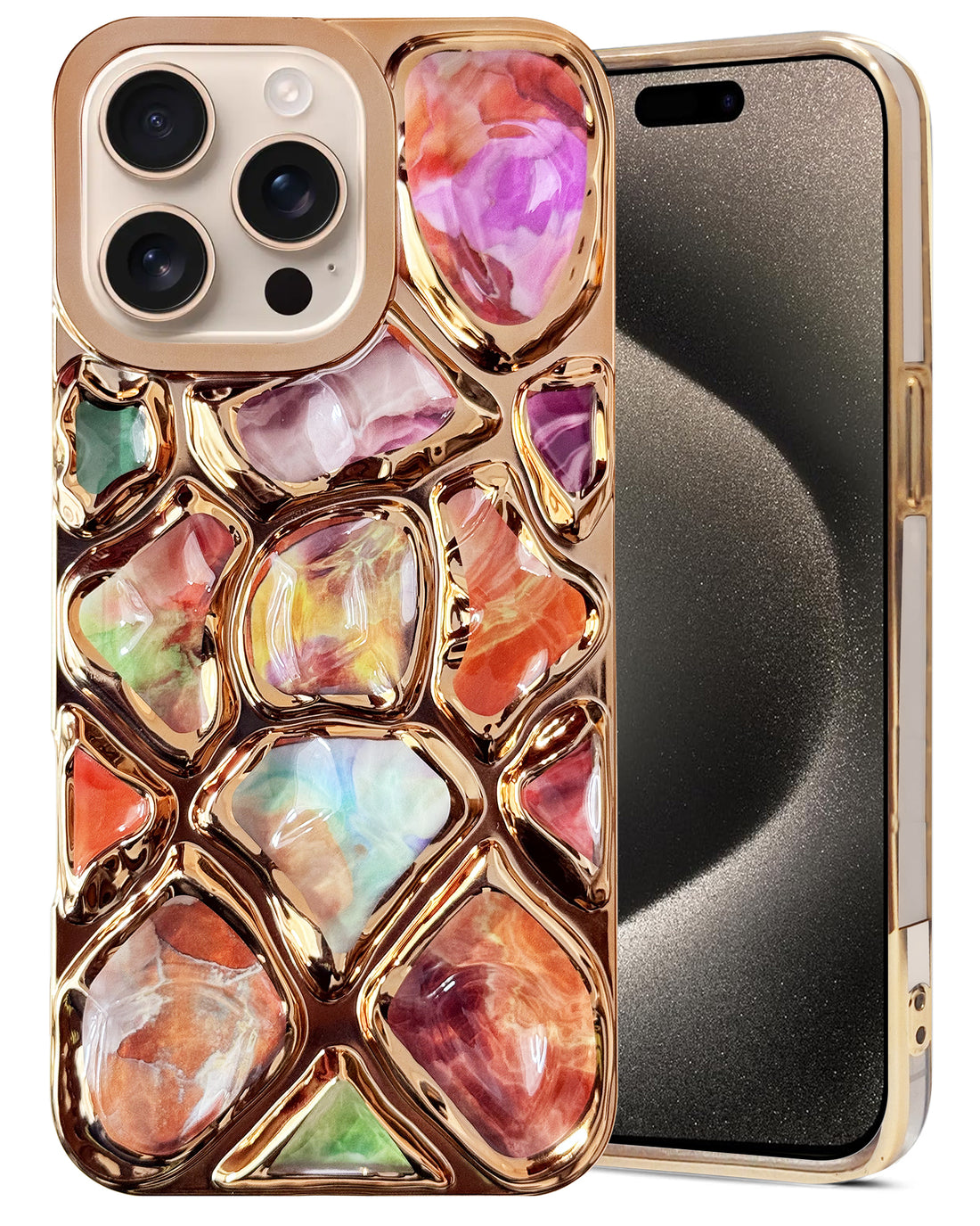 For Apple iPhone 15 Pro Max Back Cover Case ( Dual Design Glitter Sparkle and Detachable Diamond Print Case | Soft and Flexible)