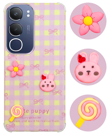 For Vivo Y29 Back Cover Case (3D Cute Cartoons | Hard Back Side Soft | Matte Premium Finish | HD Printing)