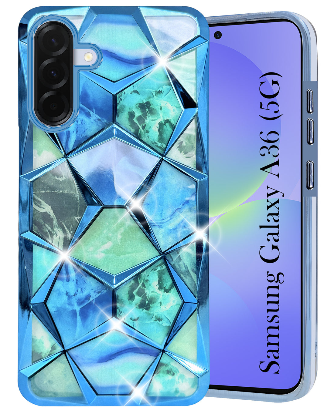 For Samsung Galaxy A36 5G Back Cover Case ( Dual Design Glitter Sparkle and Detachable Diamond Print Case | Soft and Flexible)