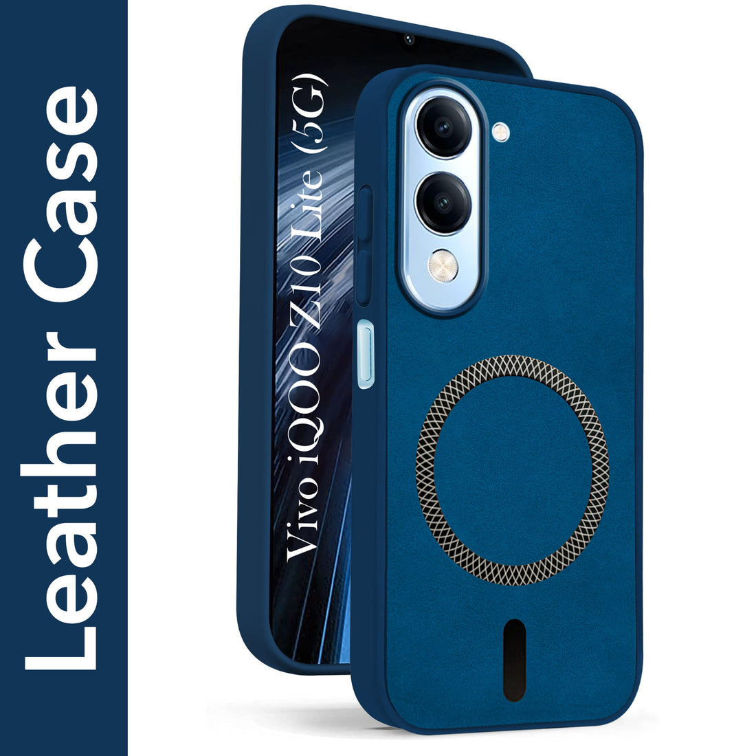 For Vivo iQOO Z10 Lite Back Cover Case Leather Finish (MagSafe Compatible Wireless Charging | Soft Touch | Camera Bump Protection)