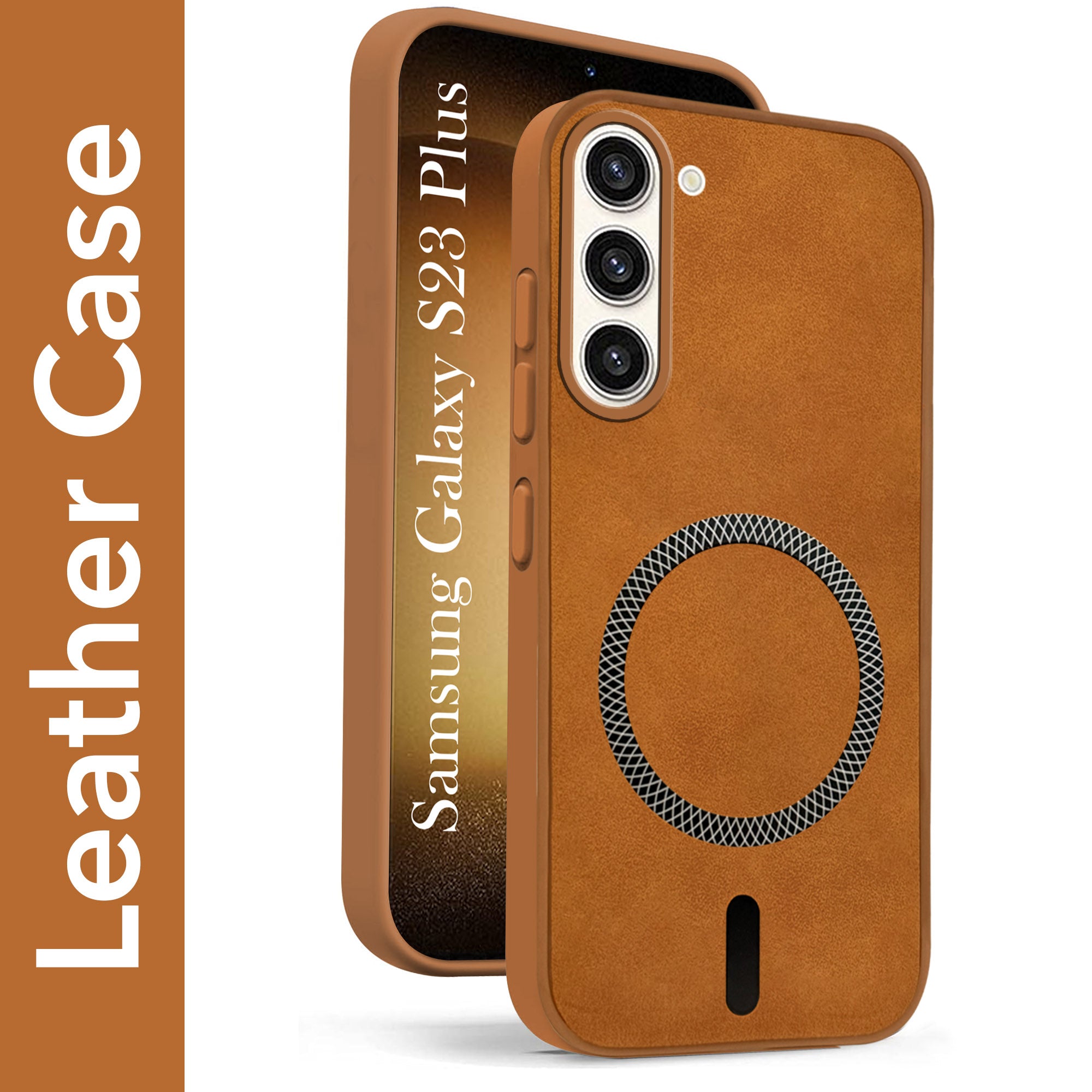 For Samsung Galaxy S23 Plus 5G Back Cover Case Leather Finish (MagSafe Compatible Wireless Charging | Soft Touch | Camera Bump Protection)