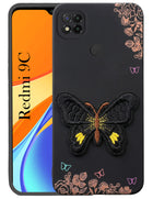 For Redmi 9C Back Cover Case (Soft Butterfly Embroidery | Women Teen Girls | Camera Protection| Matte Silicone)