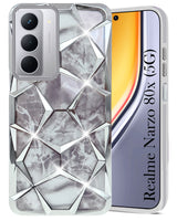 For Realme Narzo 80x Back Cover Case Girls (Dual Design Glitter Sparkle and Detachable Diamond Print Case | Soft and Flexible)