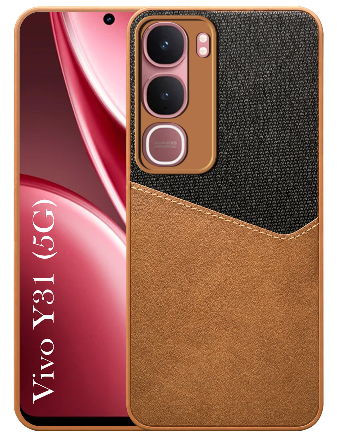 For Vivo Y31 5G Back Cover Case (Dual PU Leather Stitch | Professional Minimalist | Soft and Flexible)