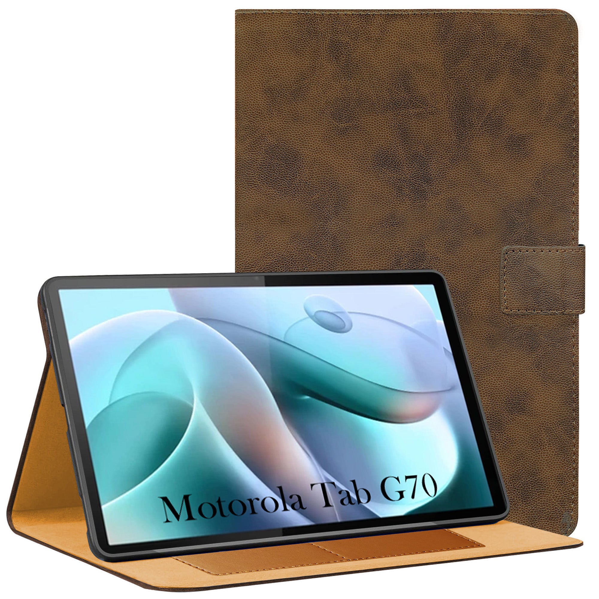 For Motorola Tab G70 11 Inch Flip Cover Folio Cover (PU Leather | Multi-Angle Smart Stand | Card Storage Slots | Silicone Back Pouch)