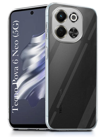 For Tecno Pova 6 Neo Back Cover ( Silicone Clear Shockproof Case with Camera Protection | Soft and Flexible | Transparent)