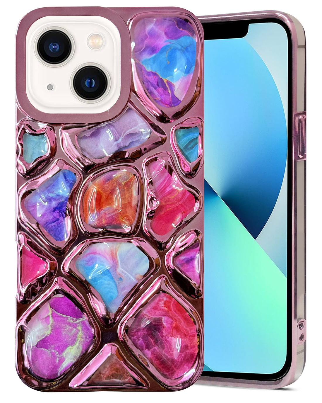 For Apple iPhone 13 Back Cover Case ( Dual Design Glitter Sparkle and Detachable Diamond Print Case | Soft and Flexible)