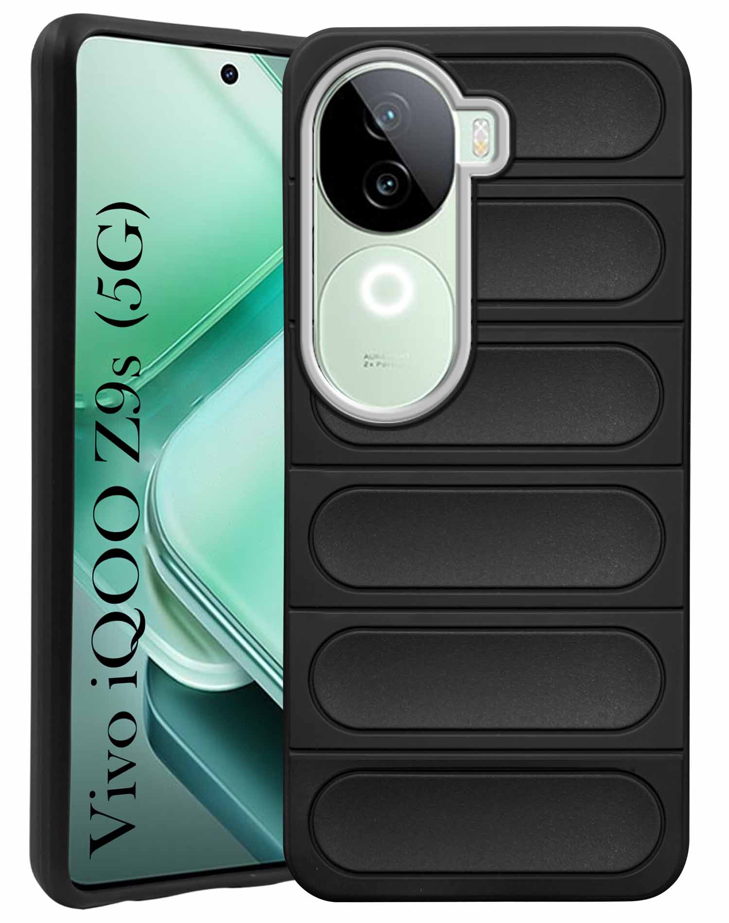 For Vivo iQOO Z9s Back Cover Case (Matte Liquid Silicone| Camera Protection Ring | Professional Wave Design | Shockproof Anti Slip Grip )