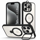 For Apple iPhone 15 Pro Back Cover Case Crystal (Lifetime Anti Yellow | Magnetic Ring Stand | Camera Lens Protection | MagSafe Compatible)
