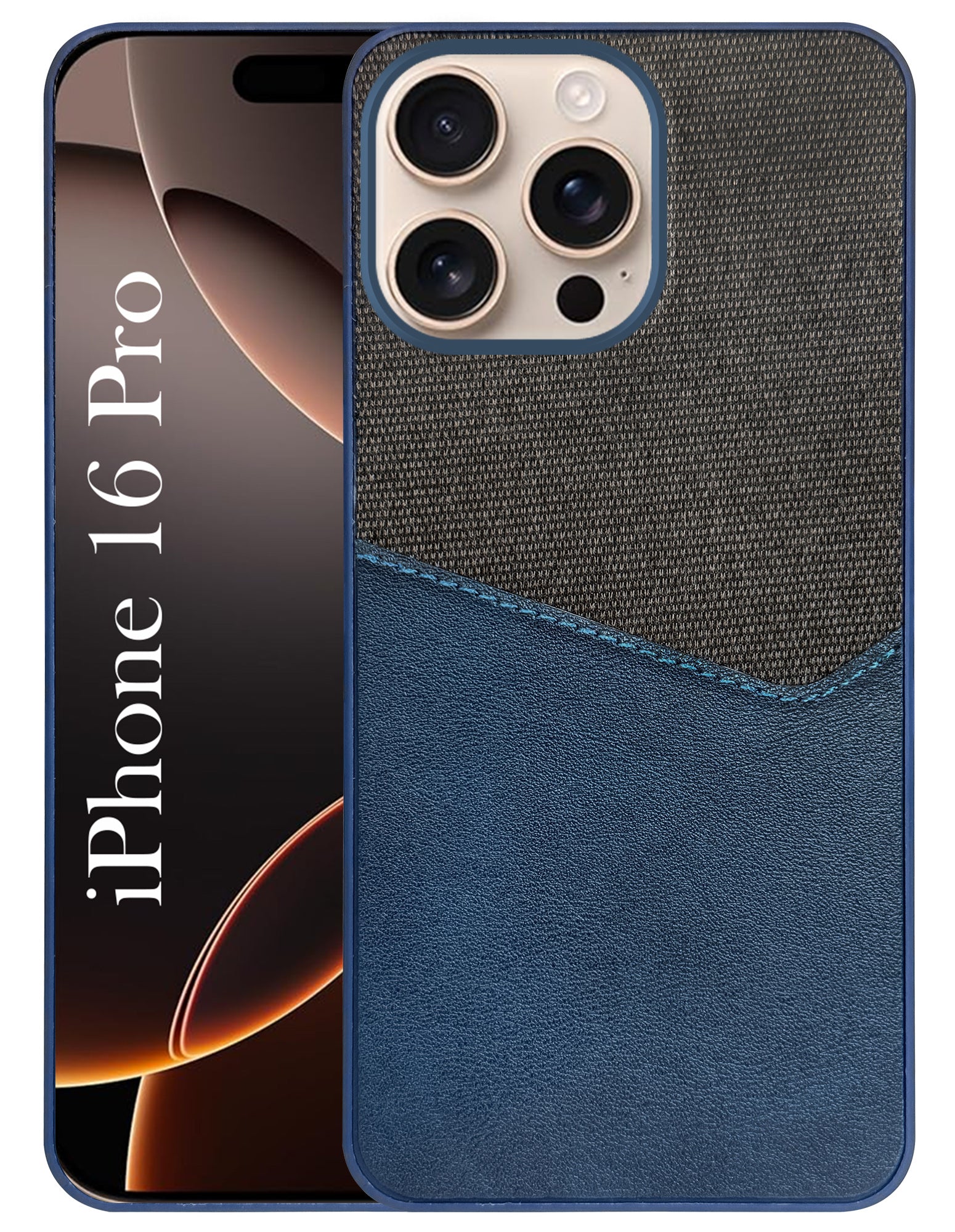 For Apple iPhone 16 Pro Back Cover Case (Dual PU Leather Stitch | Professional Minimalist | Soft and Flexible)