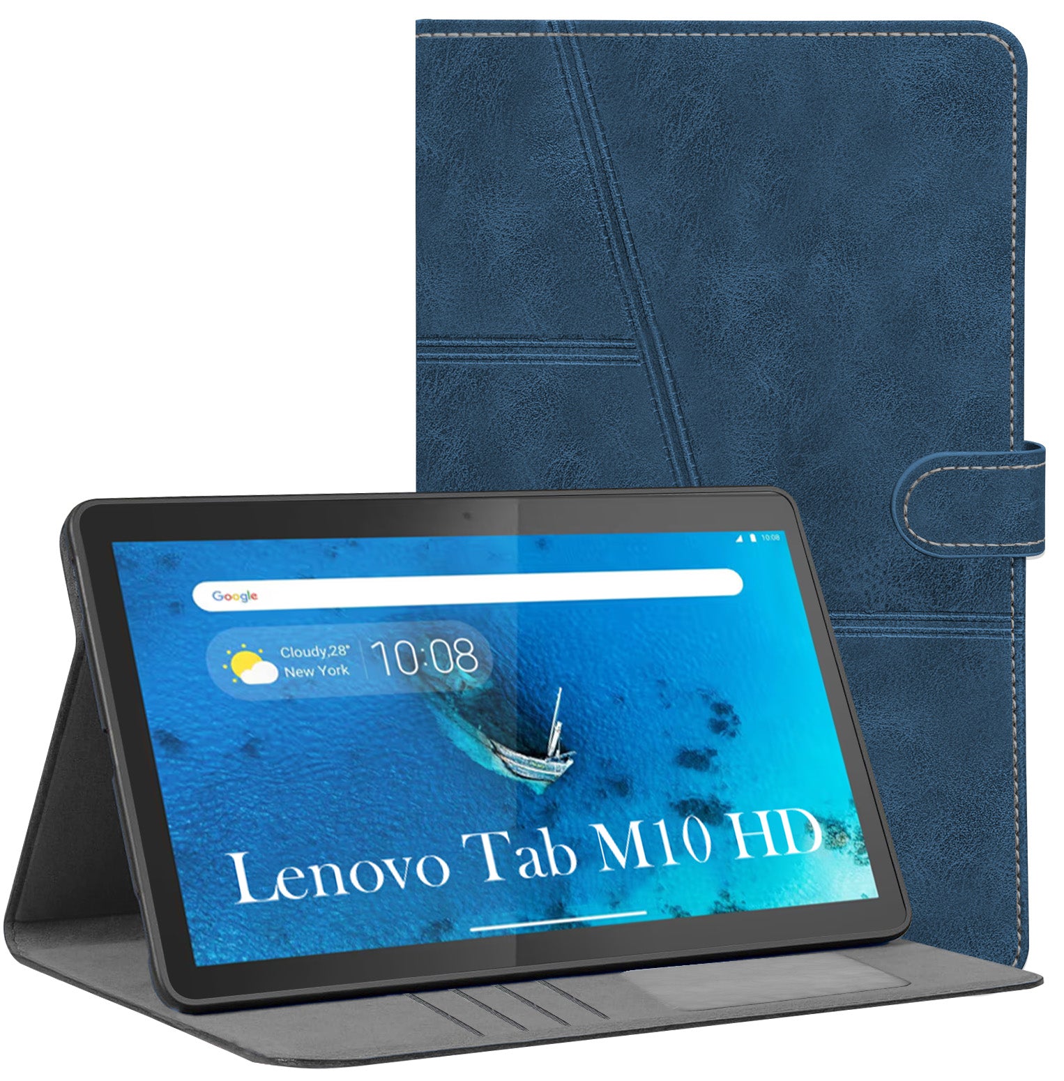 For Flip Cover Folio Case Lenovo Tab M10 HD (TB-X306X) 12 Inch (PU Leather | Multi-Angle Smart Stand | Card Storage Slots | Silicone Back Pouch)