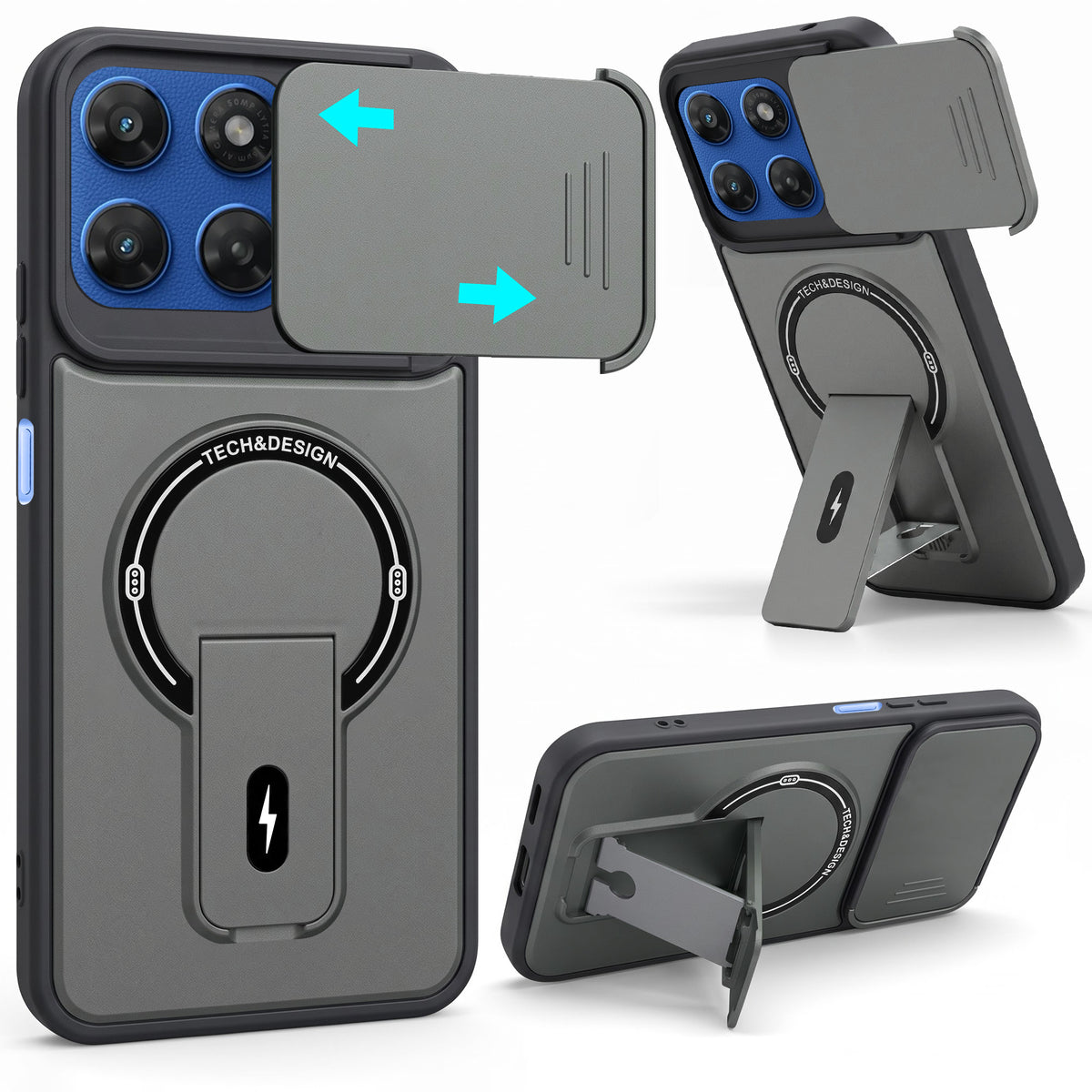For Motorola Moto G77 Power Back Case Cover Metallic (Hybrid Armor Kickstand | MagSafe Compatible | Camera Protection Shockproof)
