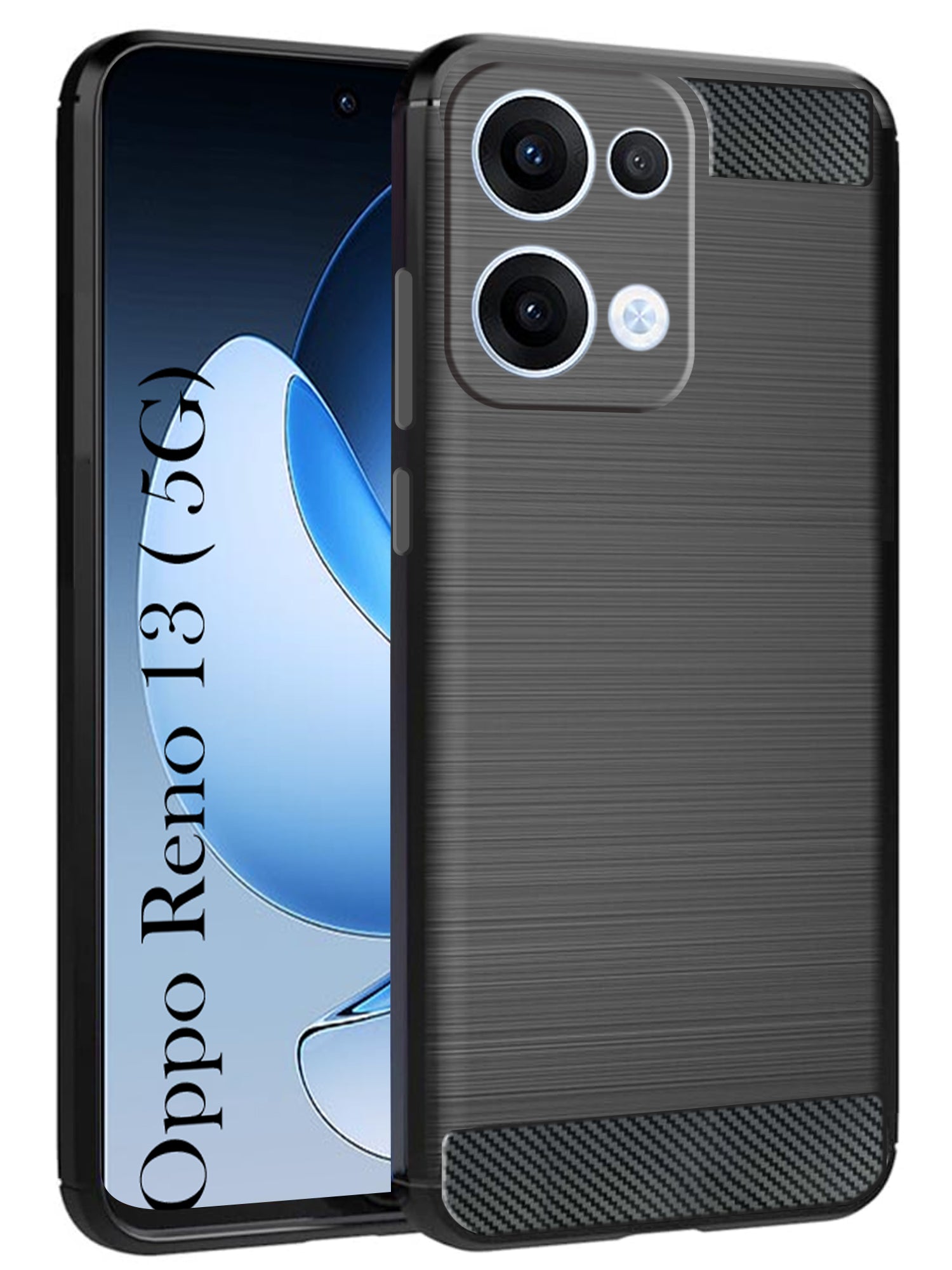 For Oppo Reno13 5G | Oppo Reno 13 5G Back Cover Case ( Hybrid Armor Case | Carbon Fiber Shockproof | Soft and Flexible | Black )