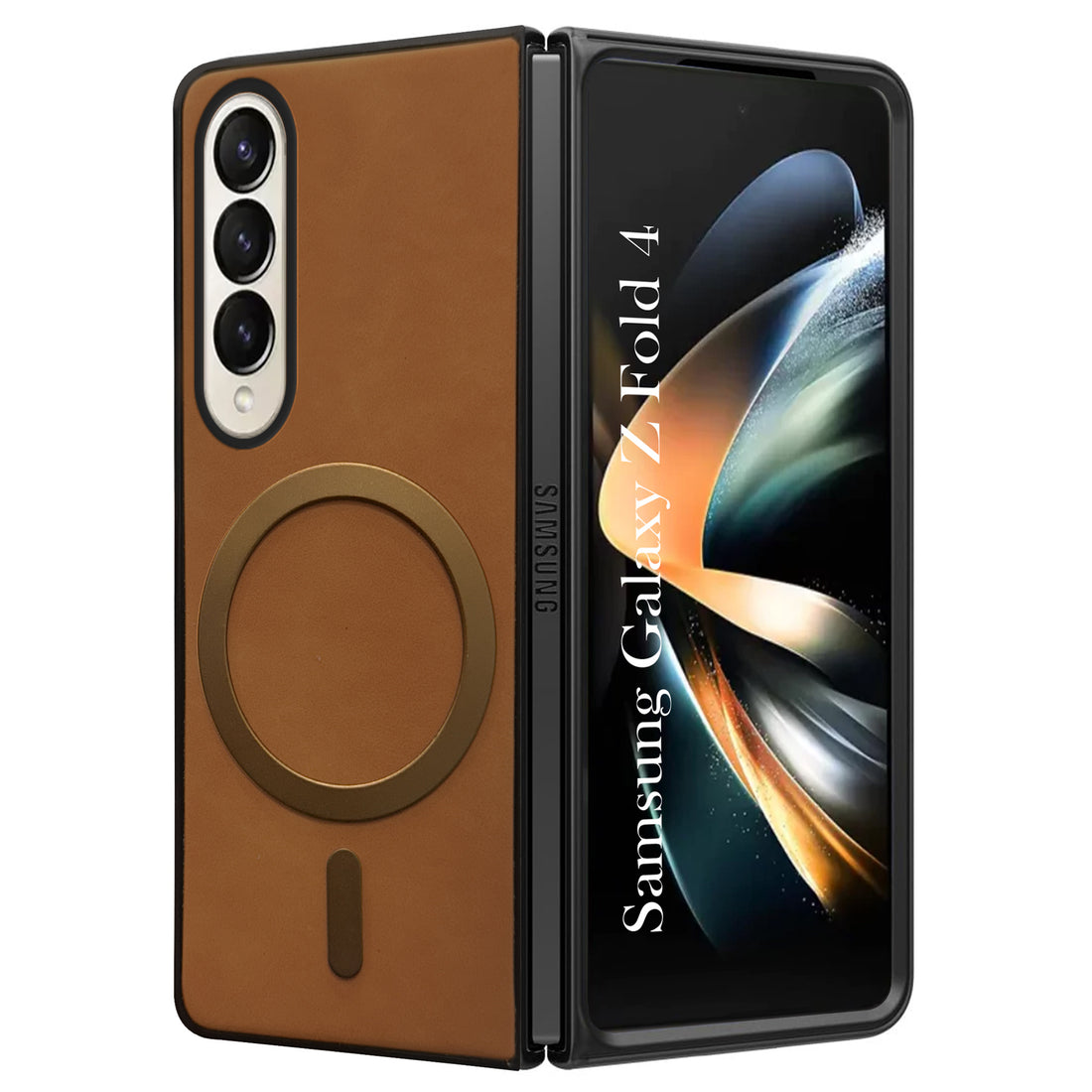 For Samsung Galaxy Z Fold 4 5G Back Cover Case (MagSafe Wireless Charging Compatible | Sleek Leather Finish | Inside Microfiber Cloth)