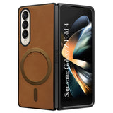 For Samsung Galaxy Z Fold 4 5G Back Cover Case (MagSafe Wireless Charging Compatible | Sleek Leather Finish | Inside Microfiber Cloth)