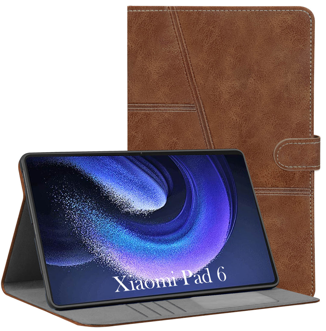 For Xiaomi Pad 6 11 Inch 23043RP34C/23043RP34G/23043RP34I Flip Cover Folio Case(PU Leather | Multi-Angle Smart Stand | Card Storage Slots | Silicone Back Pouch)