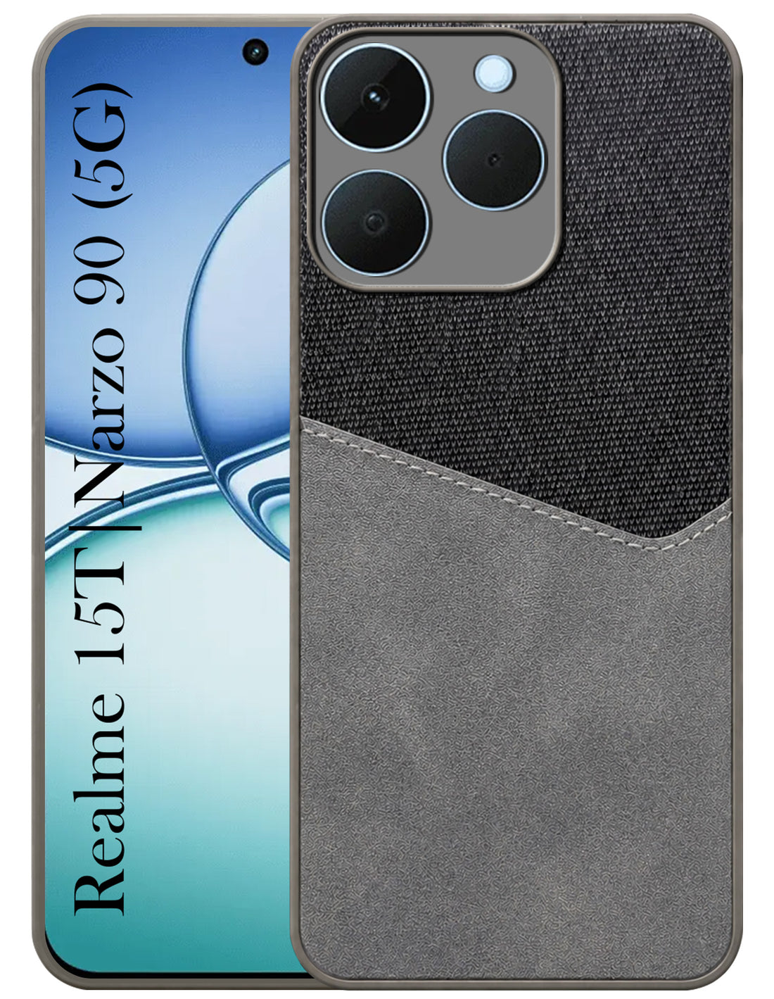 For Realme 15T | Realme Narzo 90 Back Cover Case (Dual PU Leather Stitch | Professional Minimalist | Soft and Flexible)