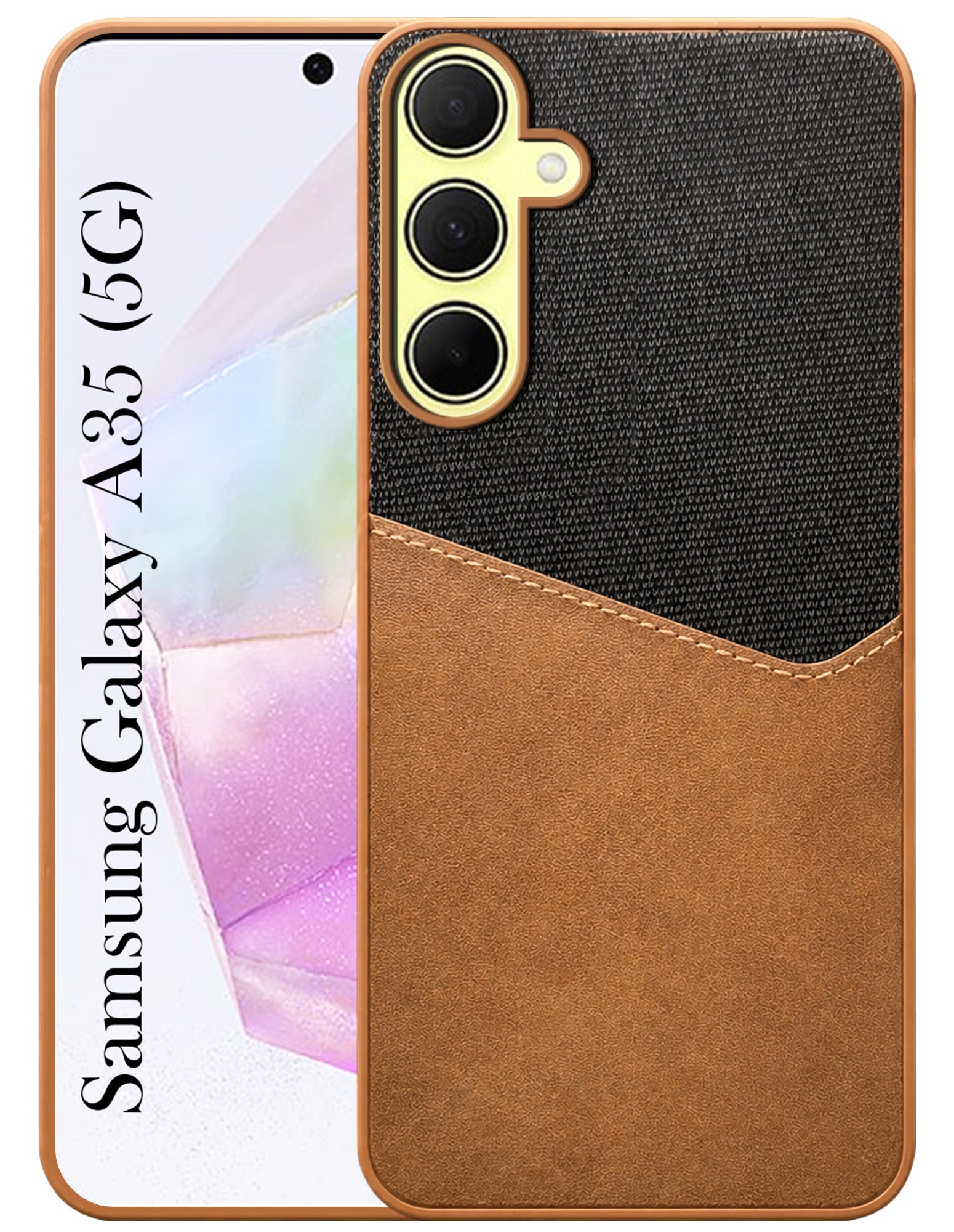 For Samsung Galaxy A35 Back Cover Case (Dual PU Leather Stitch | Professional Minimalist | Soft and Flexible)