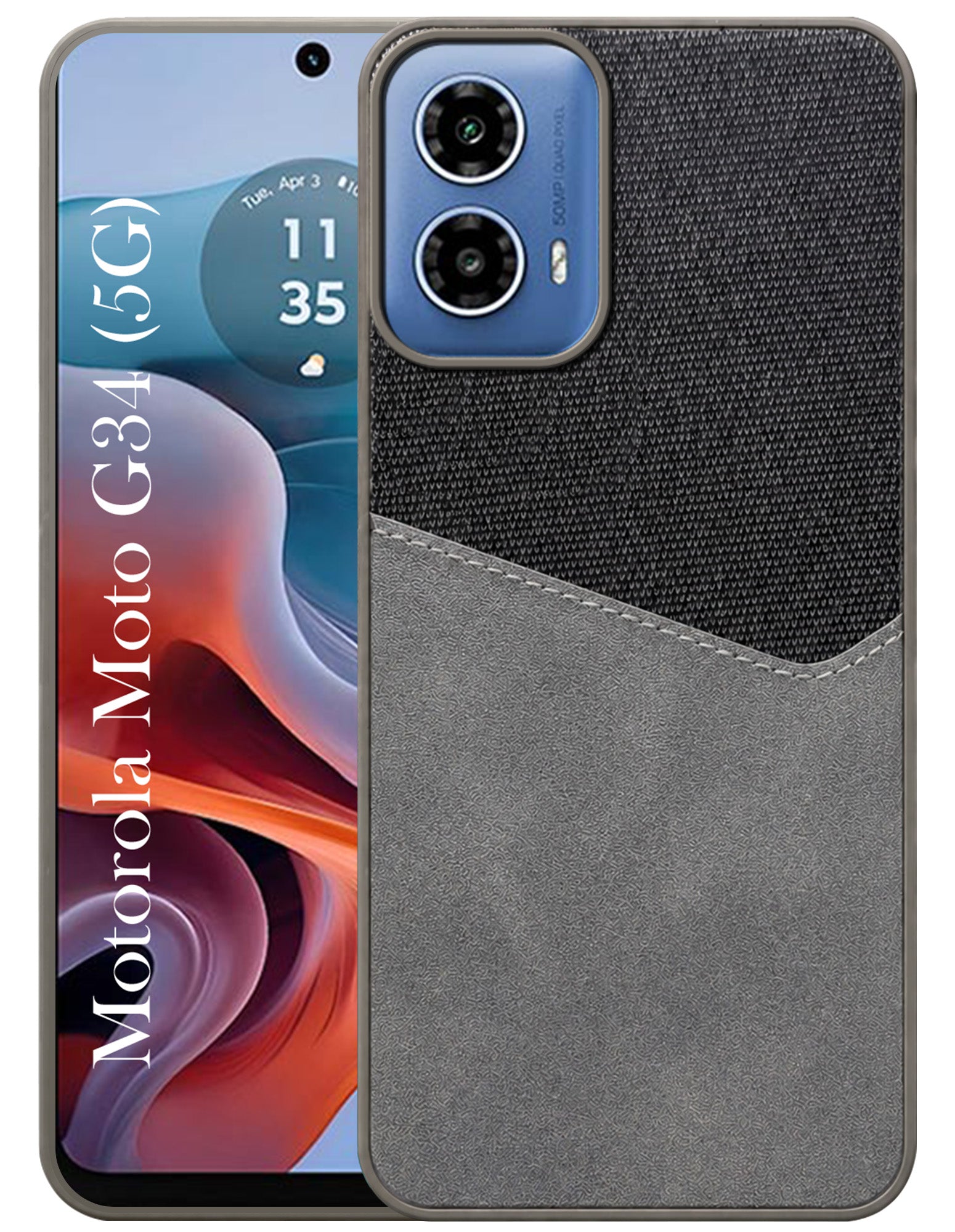 For Motorola Moto G34 5G Back Cover Case (Dual PU Leather Stitch | Professional Minimalist | Soft and Flexible)