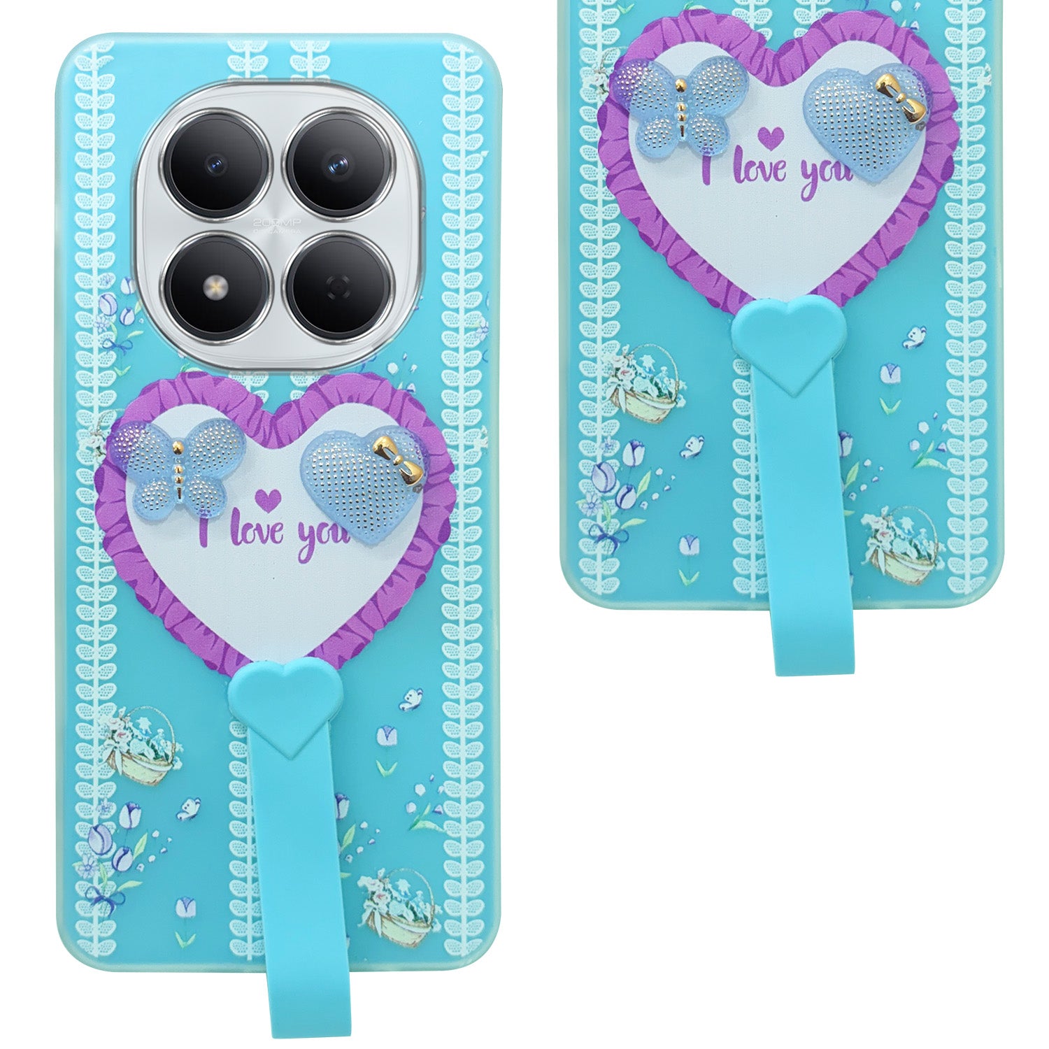 For Xiaomi Redmi Note 15 Pro 5G Back Cover Case (3D Cute Heart Strap Holder | Camera Protection | Designer Girls Print)