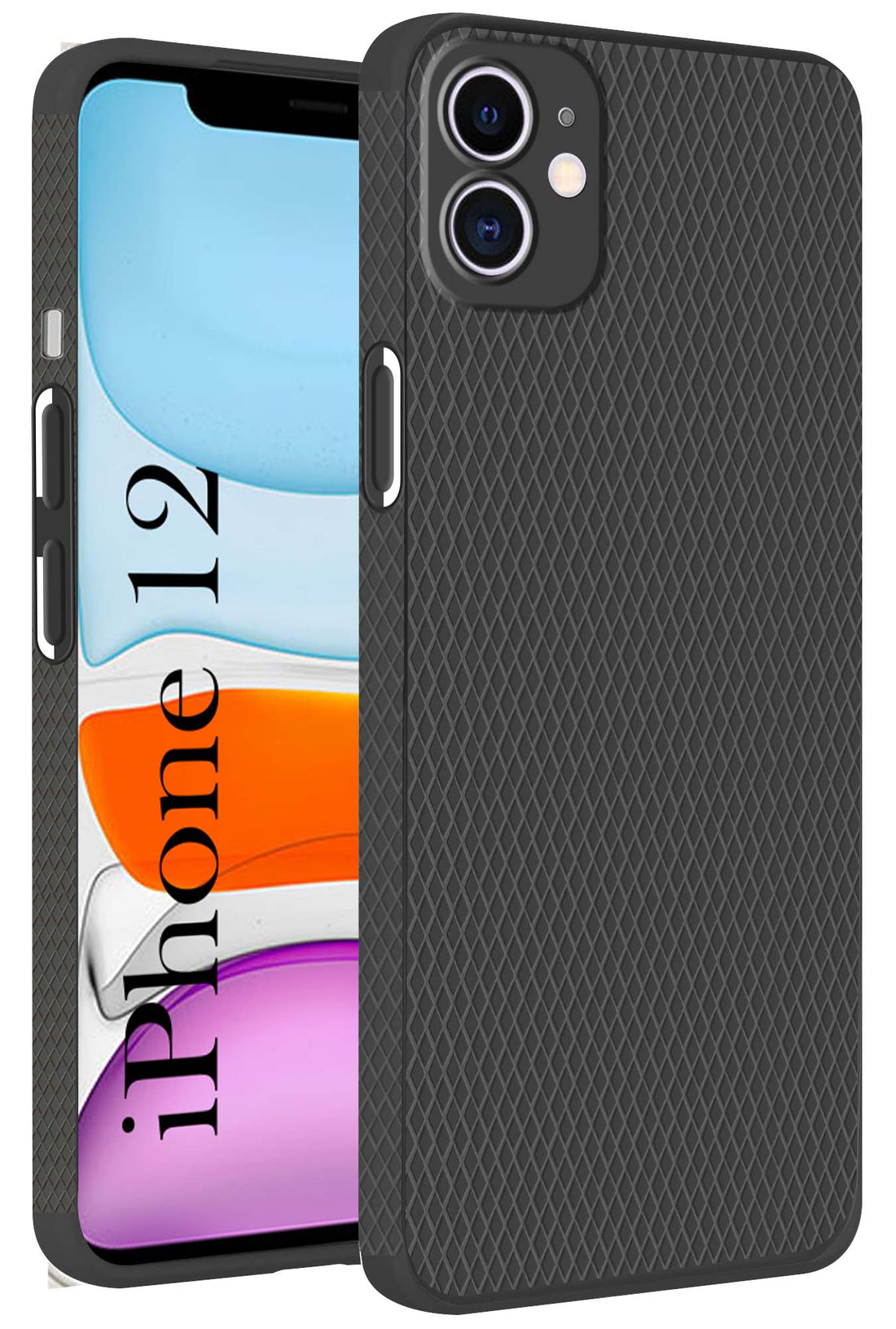 For Apple iPhone 12 Back Cover Case (Liquid Silicone | Side Grip | Camera Protection)
